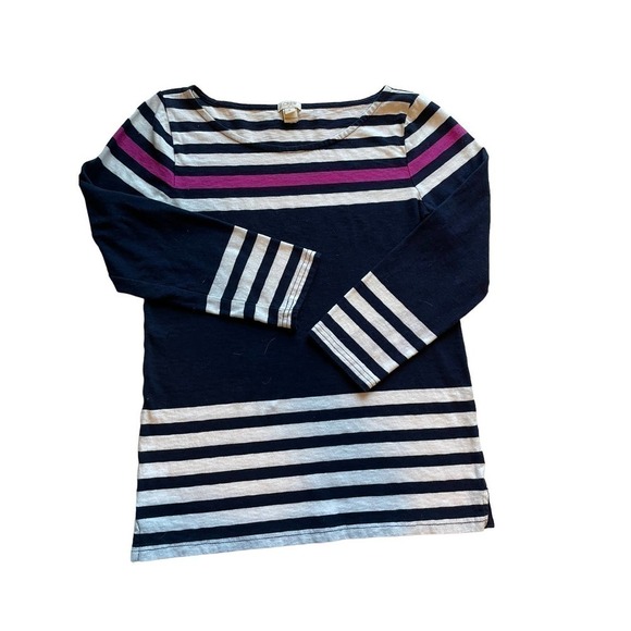 J. Crew Striped Tee Nautical design 3/4 Sleeve Womens Navy/White Size Small - Picture 1 of 8